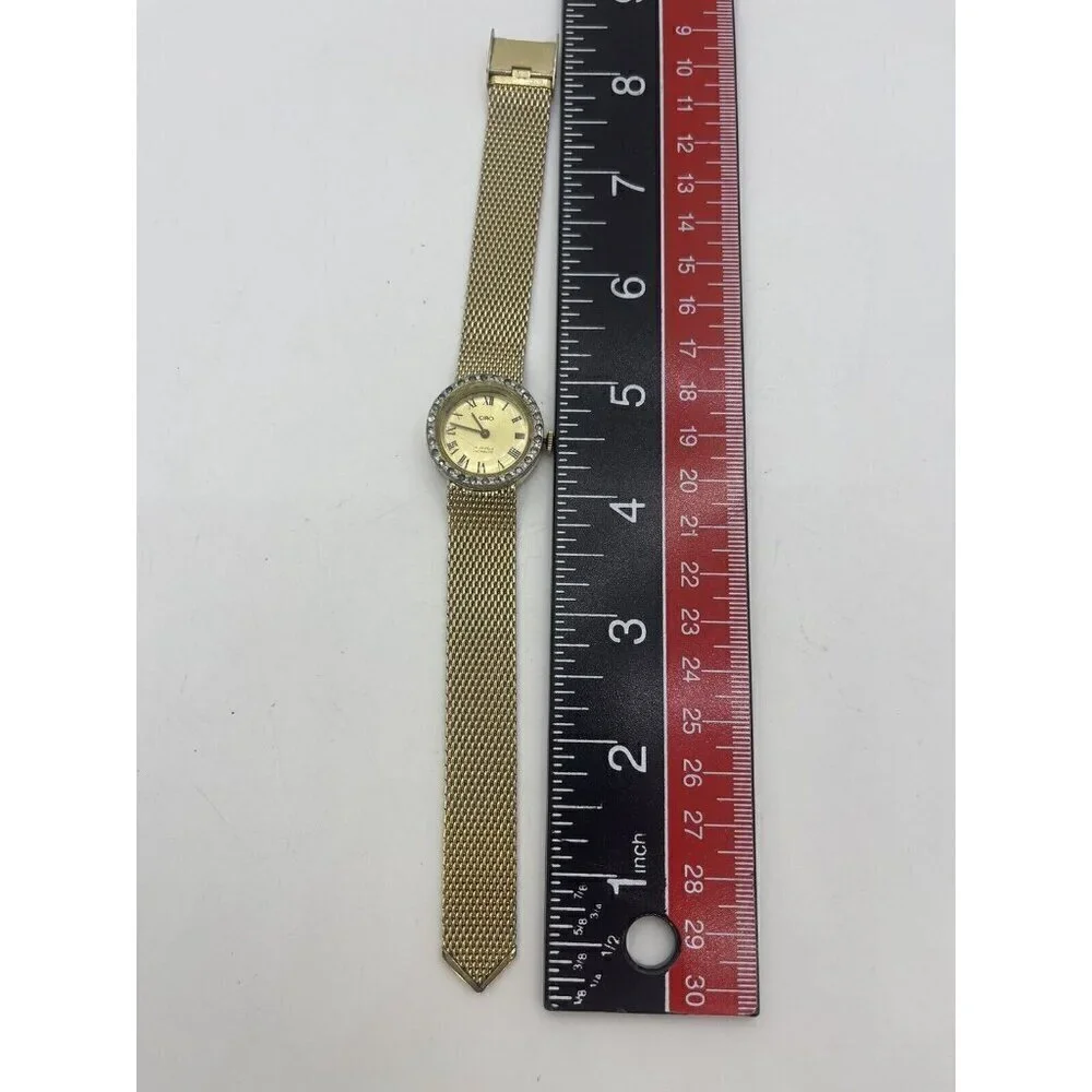Vtg Ciro Incabloc Bejeweled Mechanical Women's Wrist Watch 10K Rolled Gold Plate