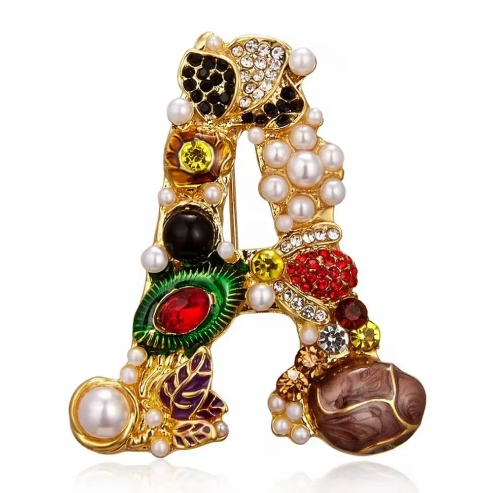 ⚜️ Elegant Gold and Multicolor Brooch “A”
