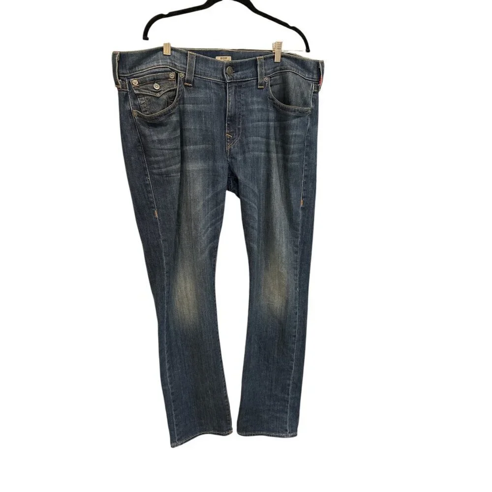 True Religion Men's Size 38 Ricky Relaxed Strait Made In USA Thick Stitch Preown
