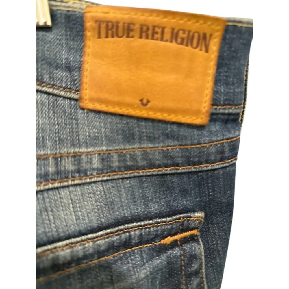 True Religion Men's Size 38 Ricky Relaxed Strait Made In USA Thick Stitch Preown