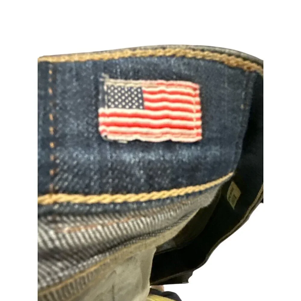 True Religion Men's Size 38 Ricky Relaxed Strait Made In USA Thick Stitch Preown