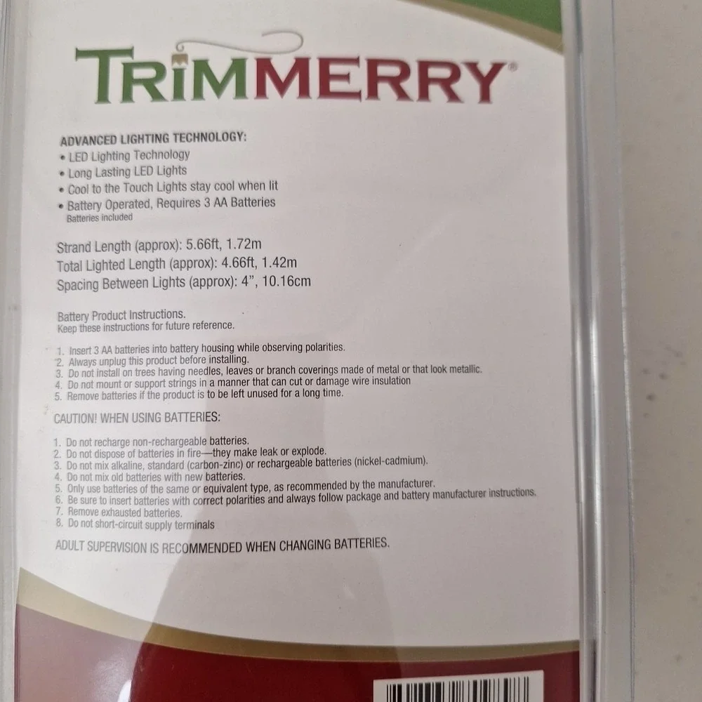 Vintage Trimmery Christmas Multicolor Indoor Miniature Light Set 5 Feet NEW