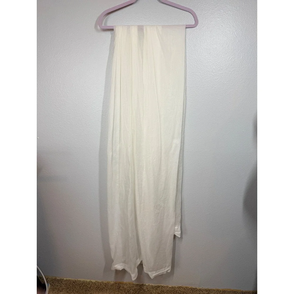 Pottery Barn Window Curtain Panel 44x96 White Cotton Voile Sheer Rod Pocket