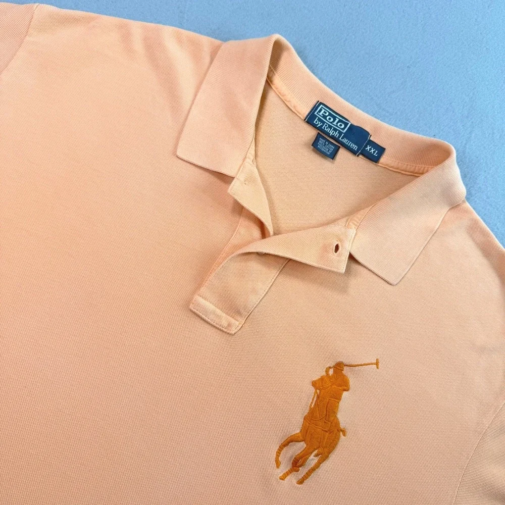 Polo Ralph Lauren Men's Orange Big Pony Polo Shirt Sz XXL Short Sleeve