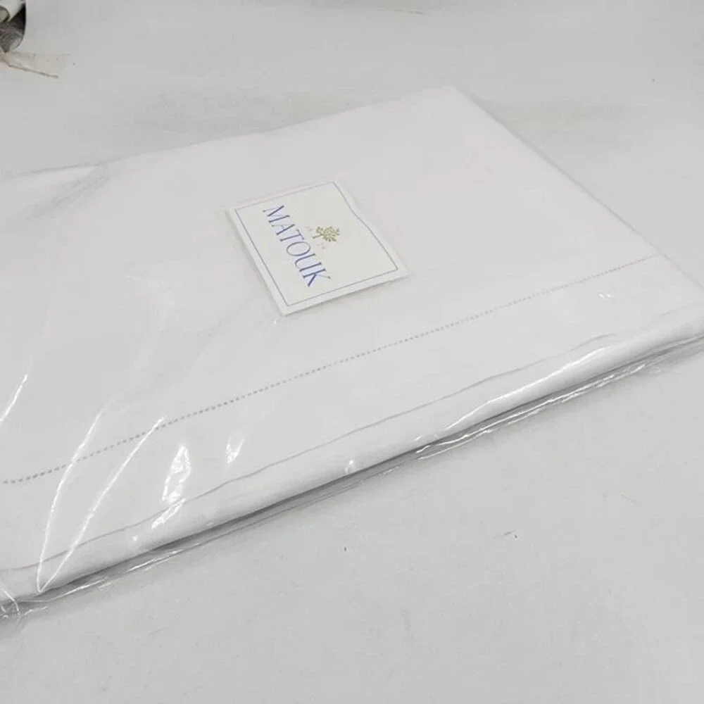 Matouk Roman Linen Hemstitch King Sham 21 x 36 - Flange White