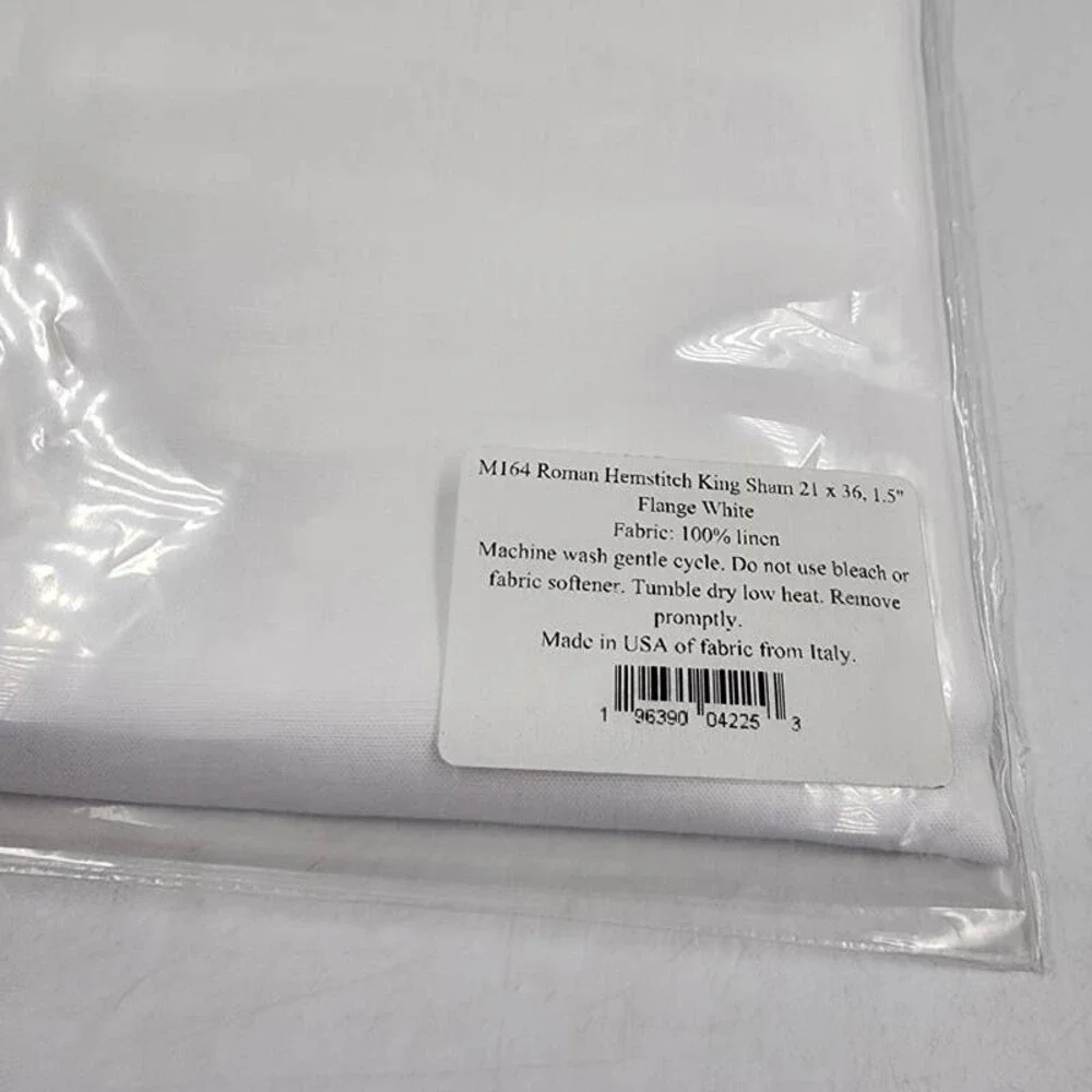 Matouk Roman Linen Hemstitch King Sham 21 x 36 - Flange White