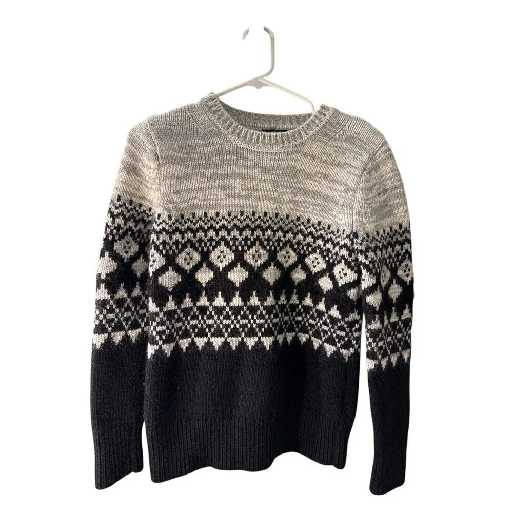 Banana Republic Fair Isle Black Wool Alpaca Blend Sweater Size S Pre-owned EUC