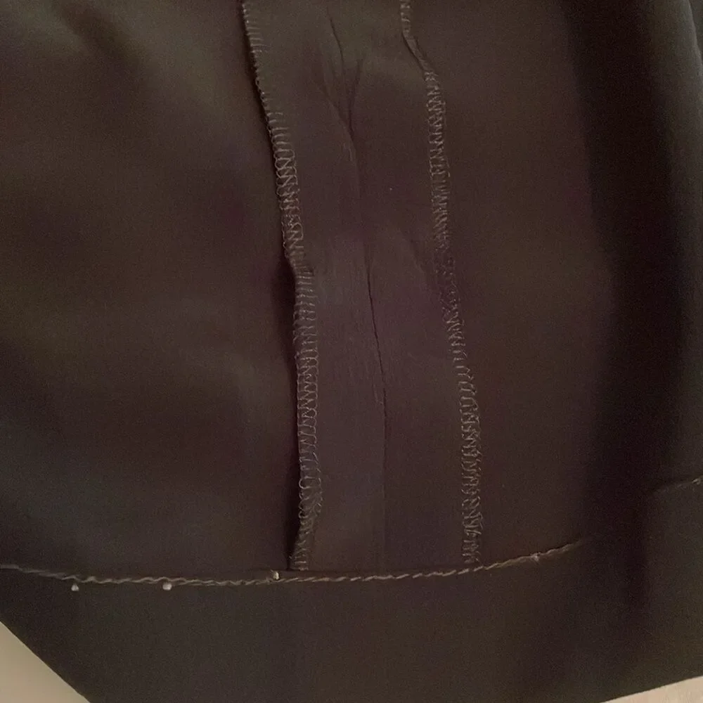 Chanel Black Silk Shirt Dress Womens Size 36 US 4 Short Sleeve Collar Minimalist
