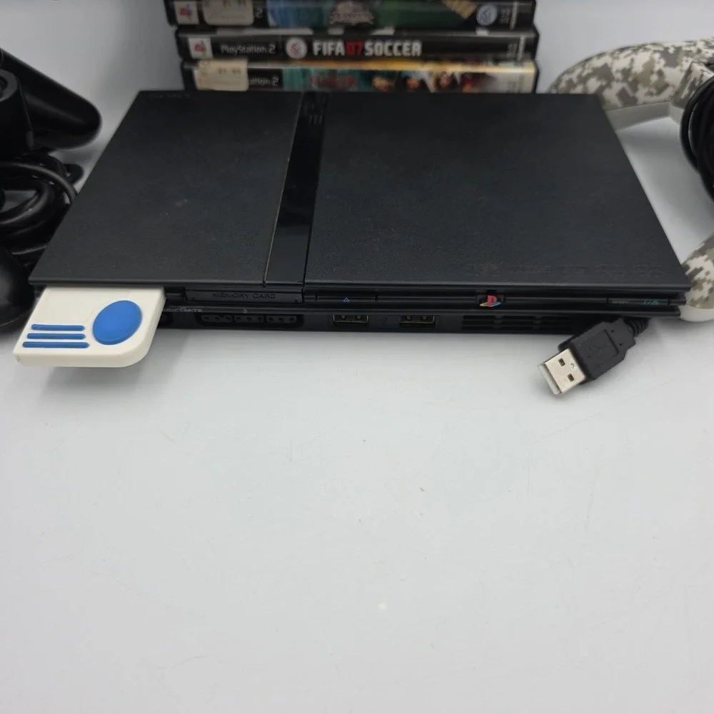 Sony PlayStation 2 PS2 Slim Black Console Bundle SCPH-77001 & 17 Games Tested