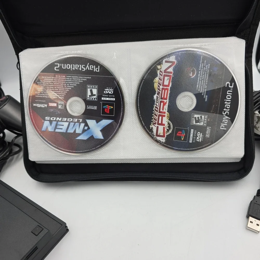 Sony PlayStation 2 PS2 Slim Black Console Bundle SCPH-77001 & 17 Games Tested
