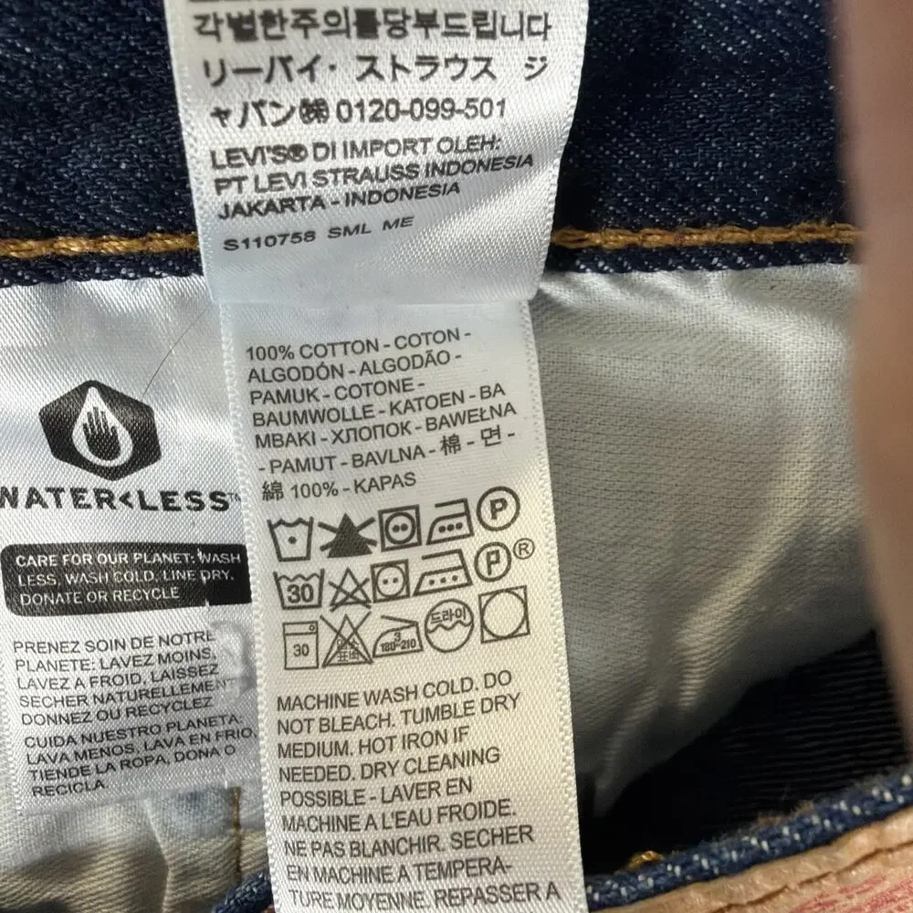 Levis 501 Jeans Men 33x34 Dark Blue Button Fly Denim Straight Leg 00501-0115
