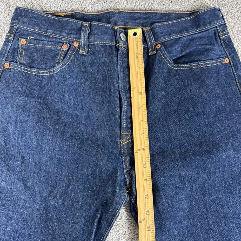 Levis 501 Jeans Men 33x34 Dark Blue Button Fly Denim Straight Leg 00501-0115