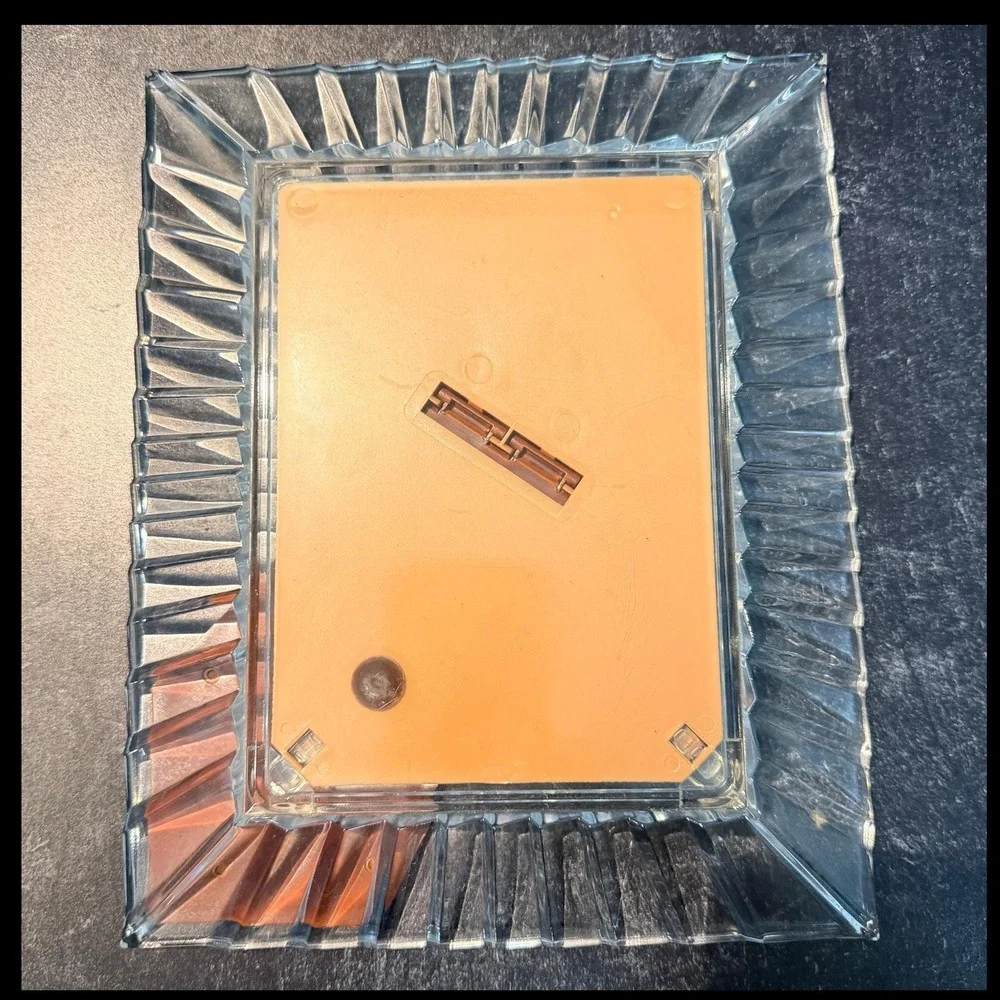 Vintage Lead Crystal Sunburst Picture Frame 5x7 Cut Crystal Tabletop Frame 1990s