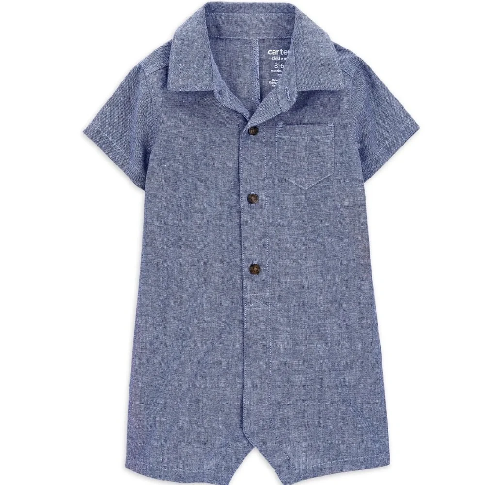Carters baby boy blue soft romper size 0/3 months