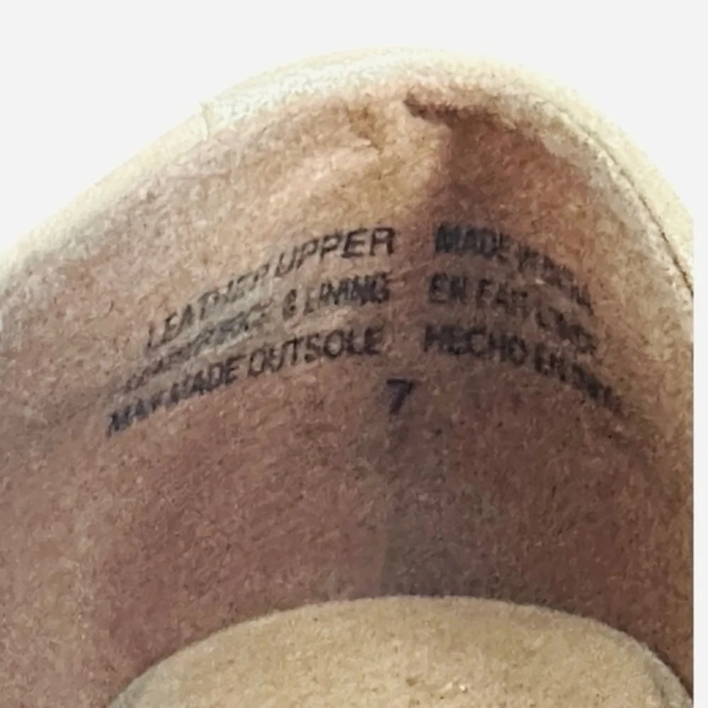 Anthropologie Souvenir D'Orsay Metallic Beige Leather Open Toe Flats Women’s 7