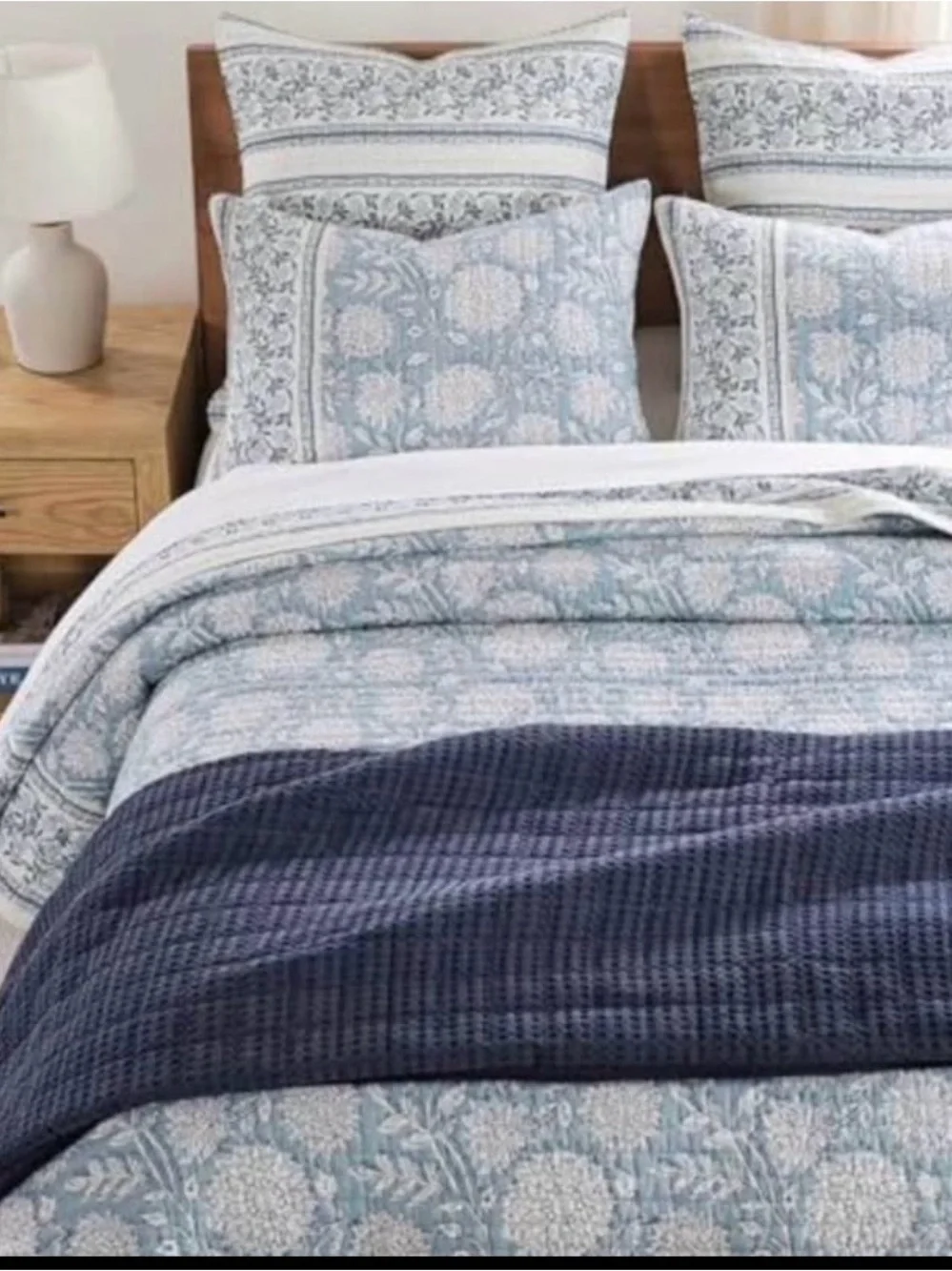 Levtex Blue Floral Quilted Comforter Set