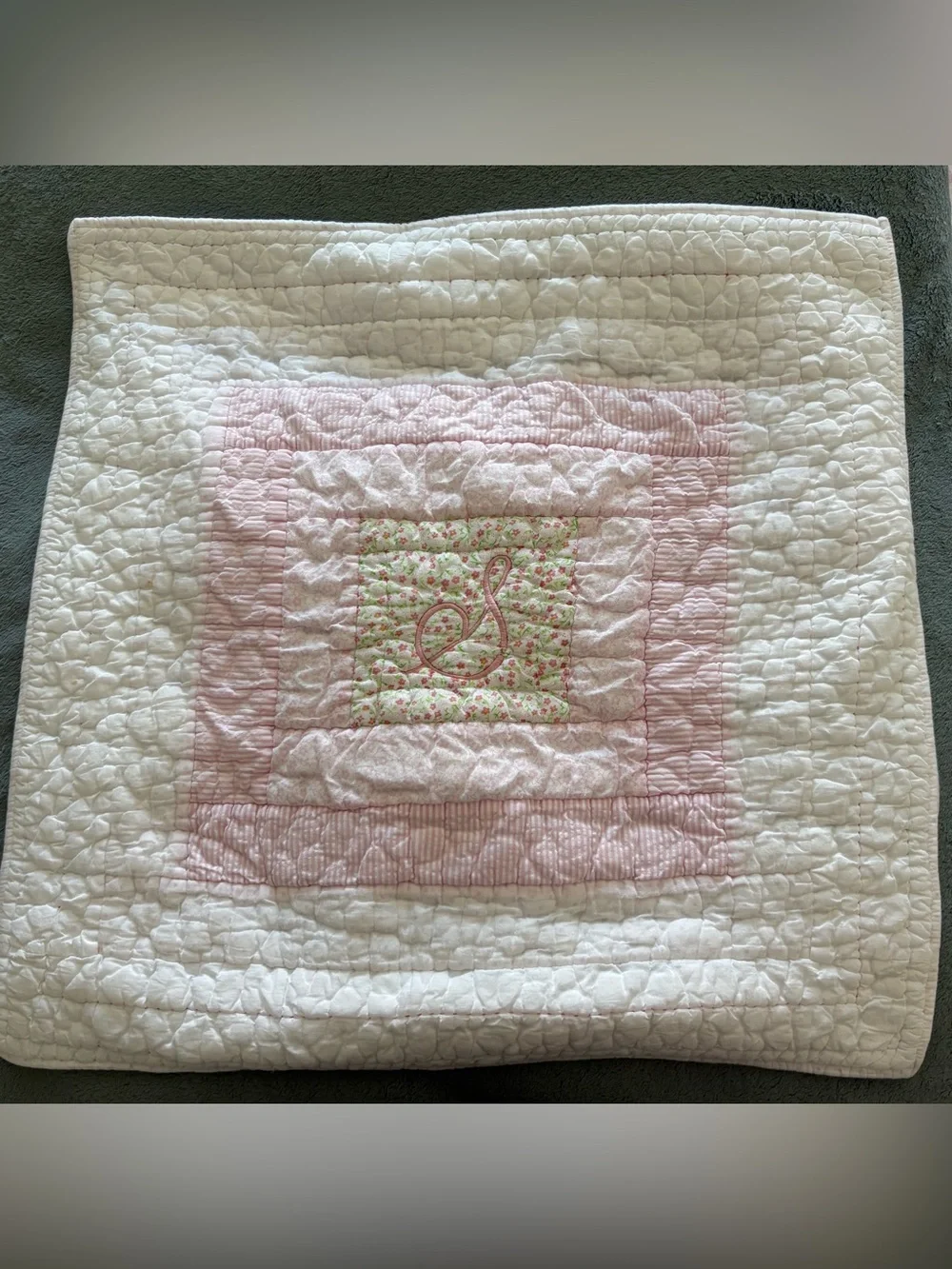 Pottery Barn Kids Pink & White Patchwork Twin Quilt & Pillowcase Set