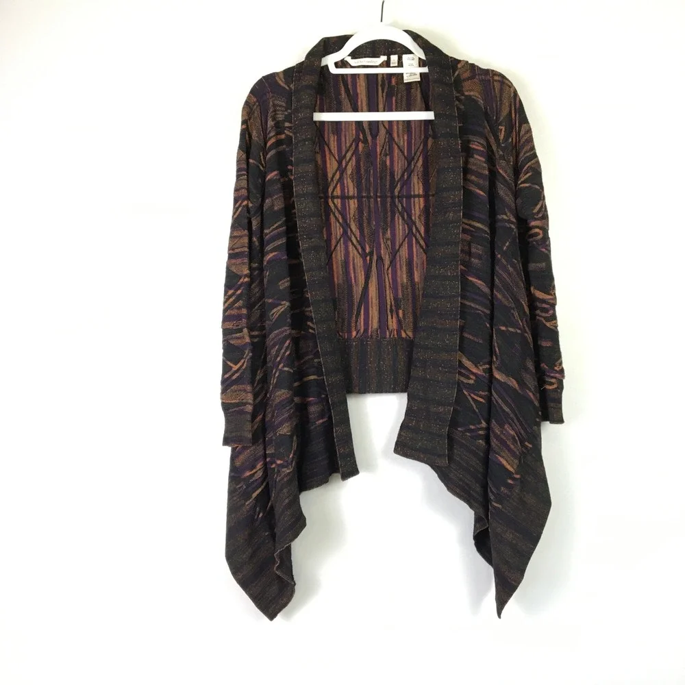 Soft Surroundings Geometric Draped Waterfall Cardigan‎ Womens S Multicolor