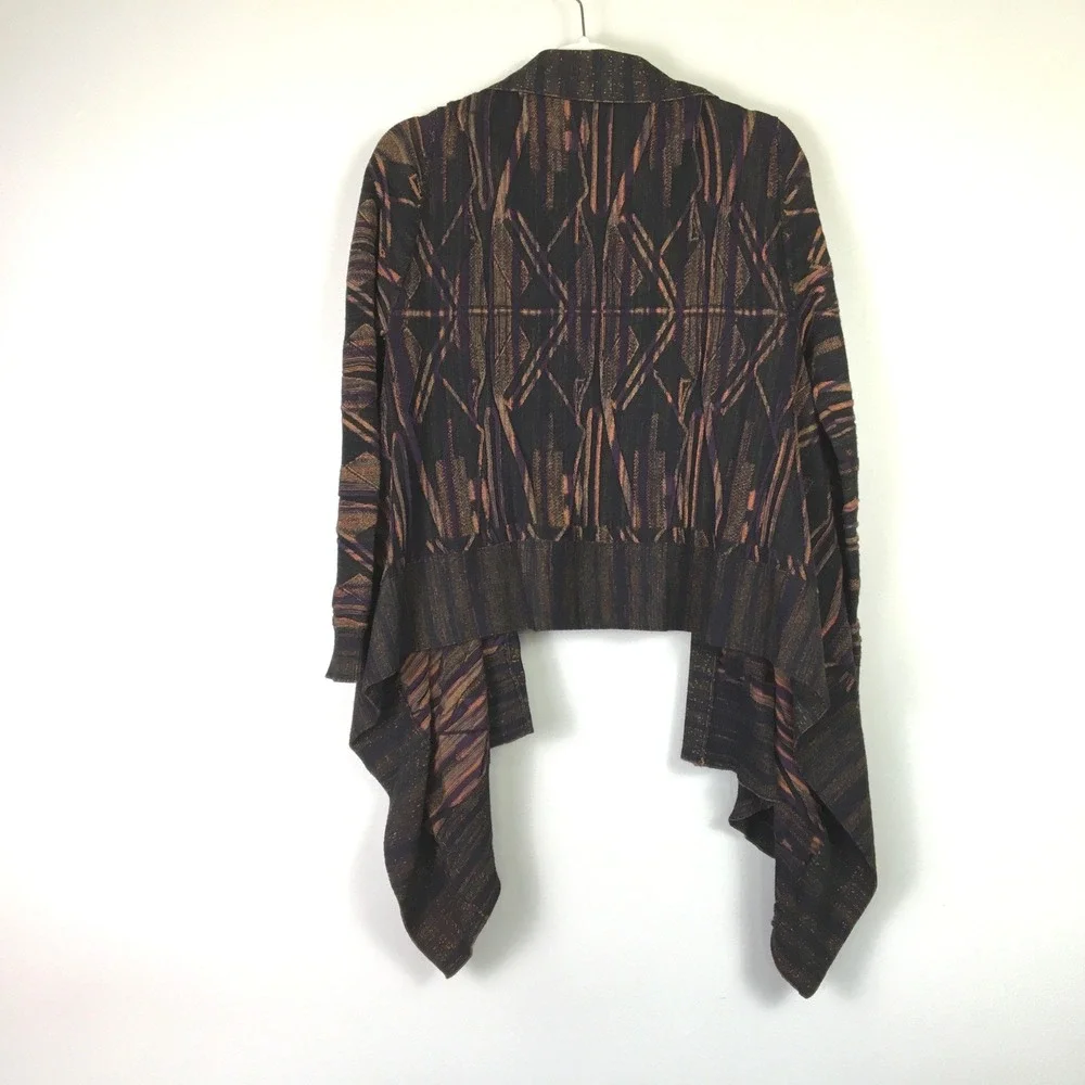 Soft Surroundings Geometric Draped Waterfall Cardigan‎ Womens S Multicolor