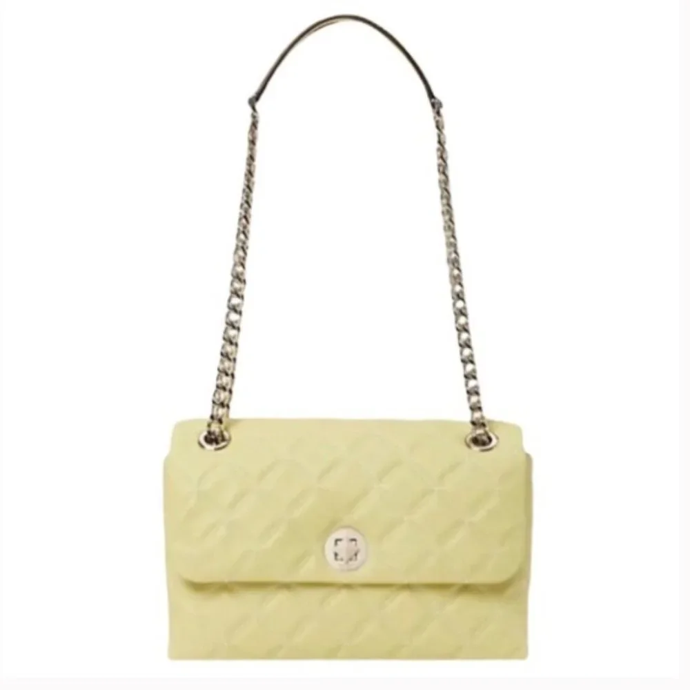 Kate Spade Natalia Smooth Leather Medium Flap Shoulder Bag Frosty Lime
