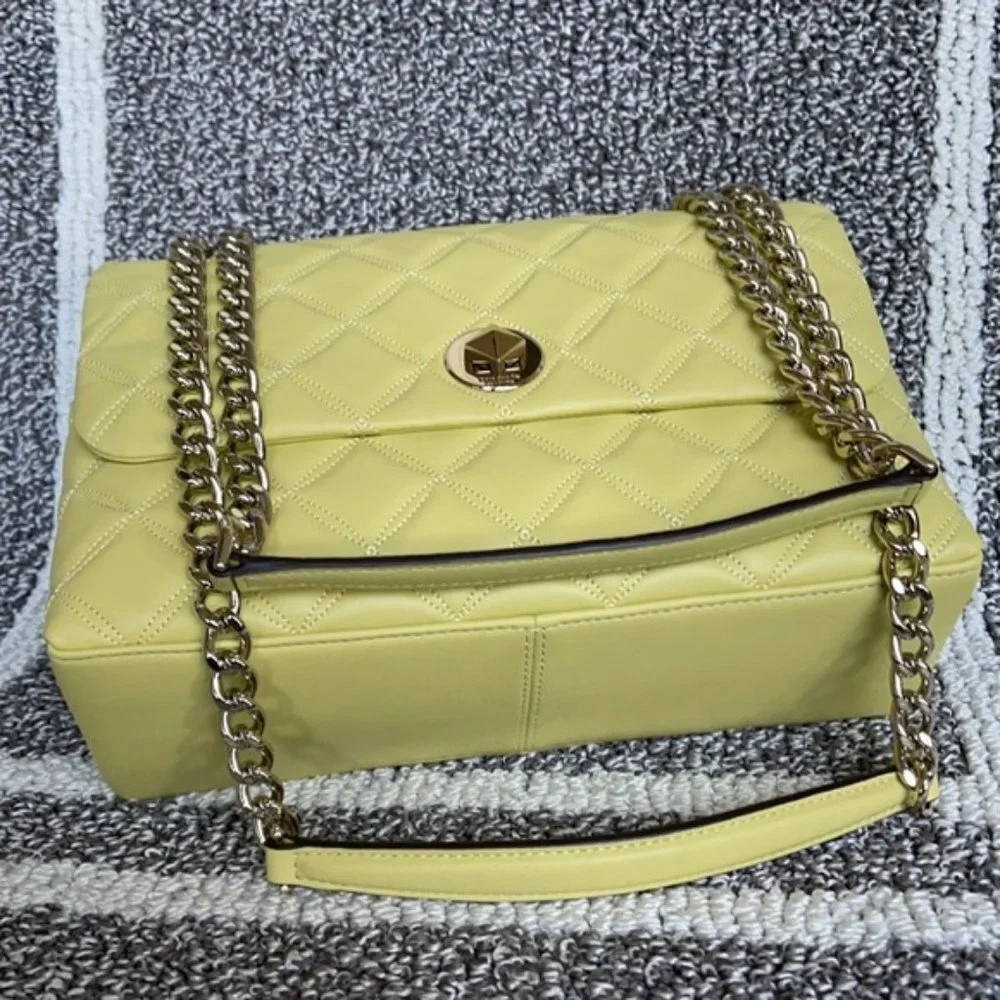 Kate Spade Natalia Smooth Leather Medium Flap Shoulder Bag Frosty Lime
