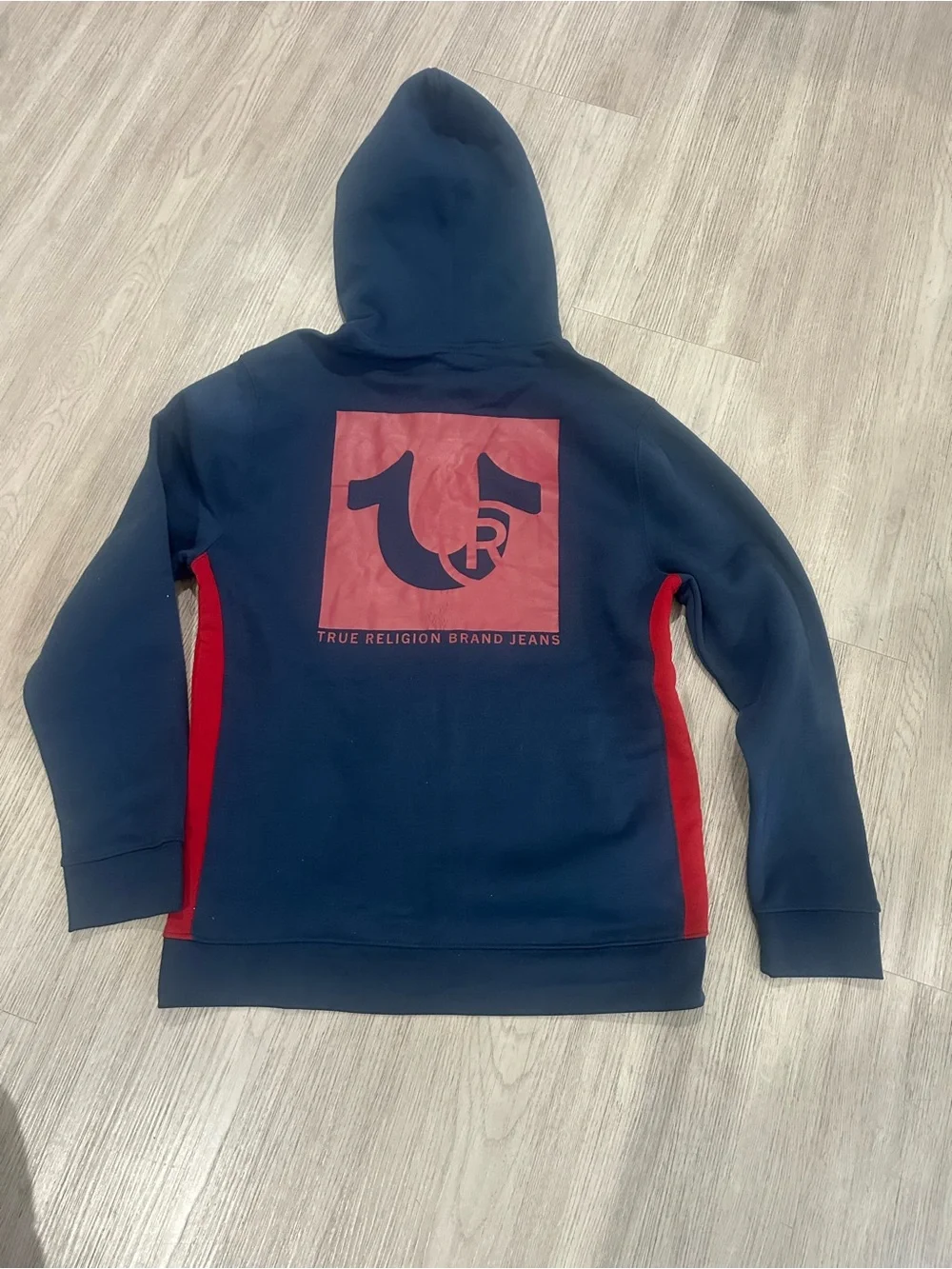 True Religion Navy & Red Zip-Up Men’s Hoodie, Size M