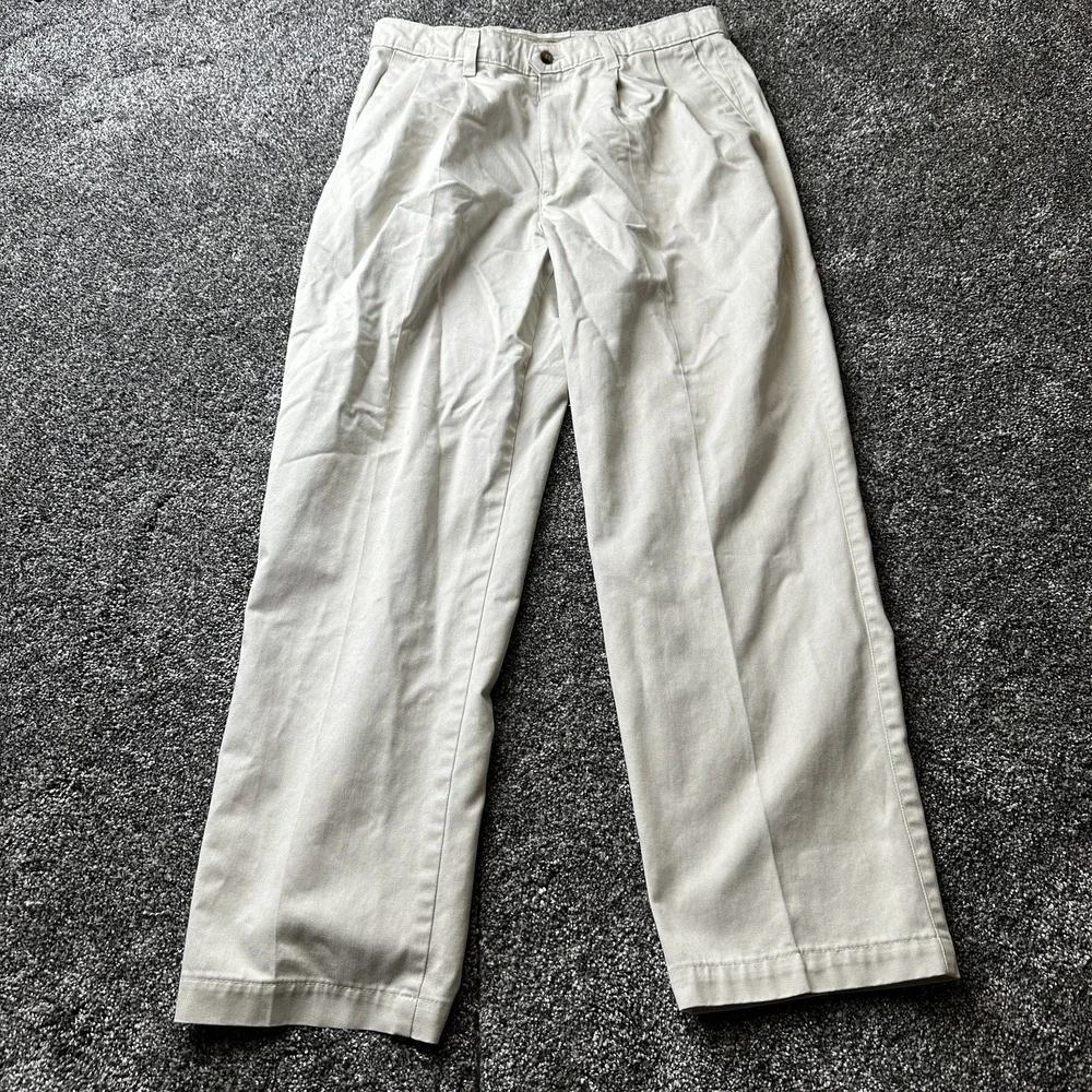 Docker Pants Mens 34x32 Beige Chino Pleated Front Classic Fit Slash‎ Pocket