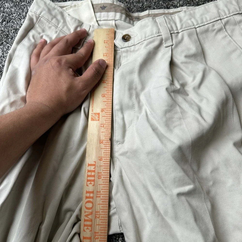 Docker Pants Mens 34x32 Beige Chino Pleated Front Classic Fit Slash‎ Pocket