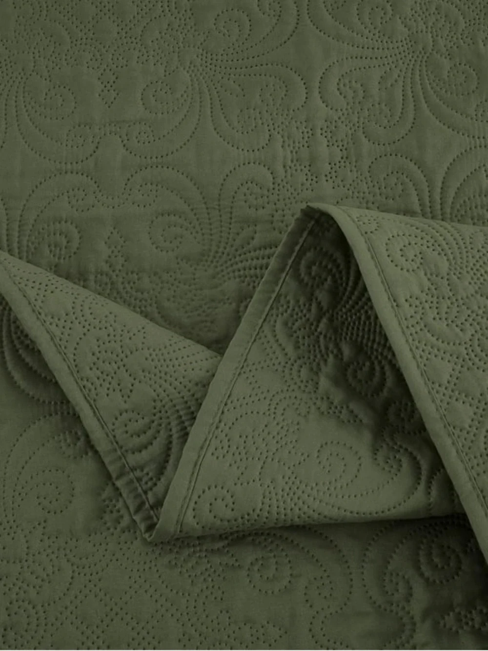 Olive Green Queen 3 piece Quilted Bedspread Set