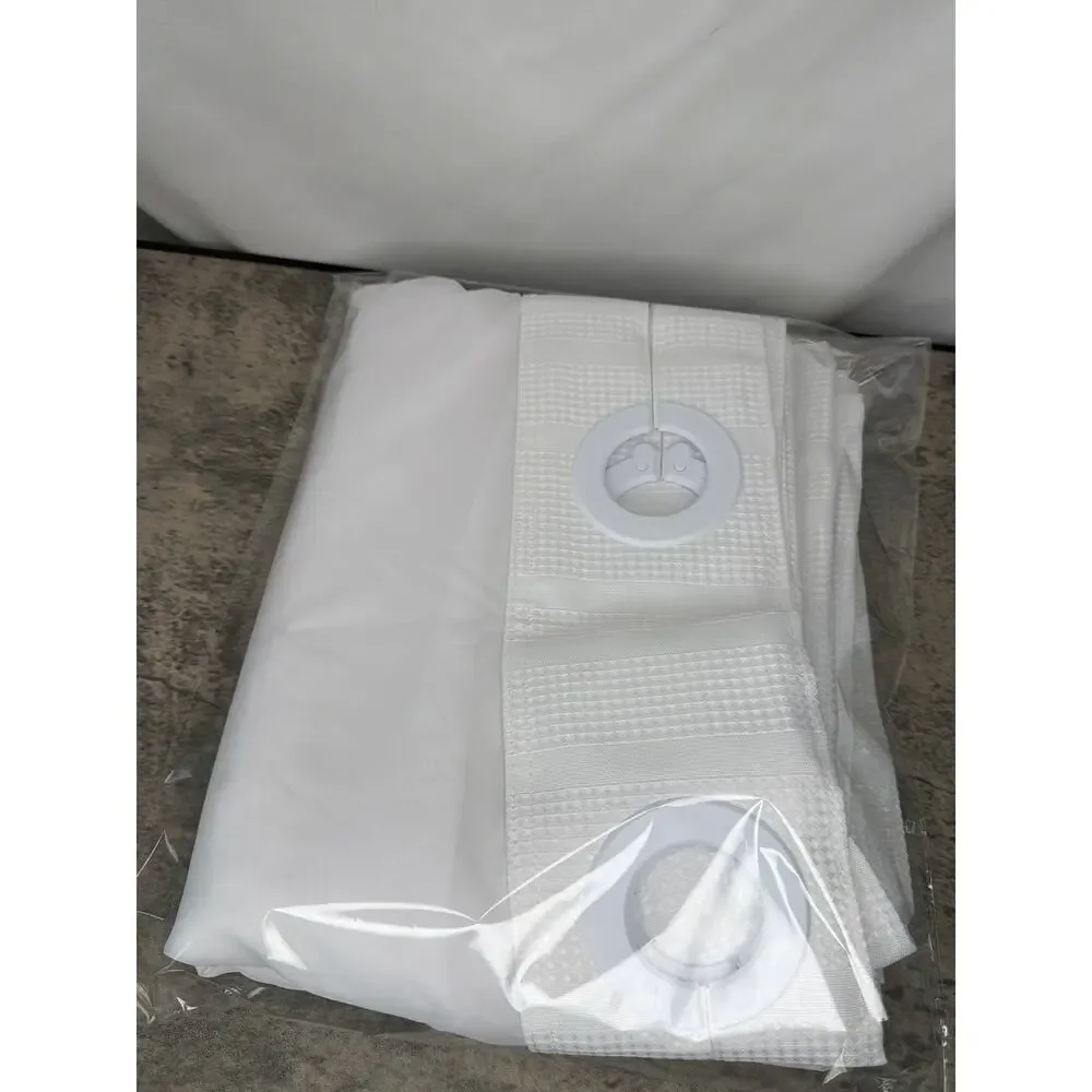 Waffle Stripe 2-in-1 Shower Curtain and Sheer Top Window, -Bright White