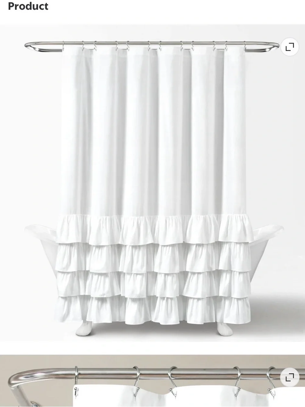 White Ruffled Shower Curtain