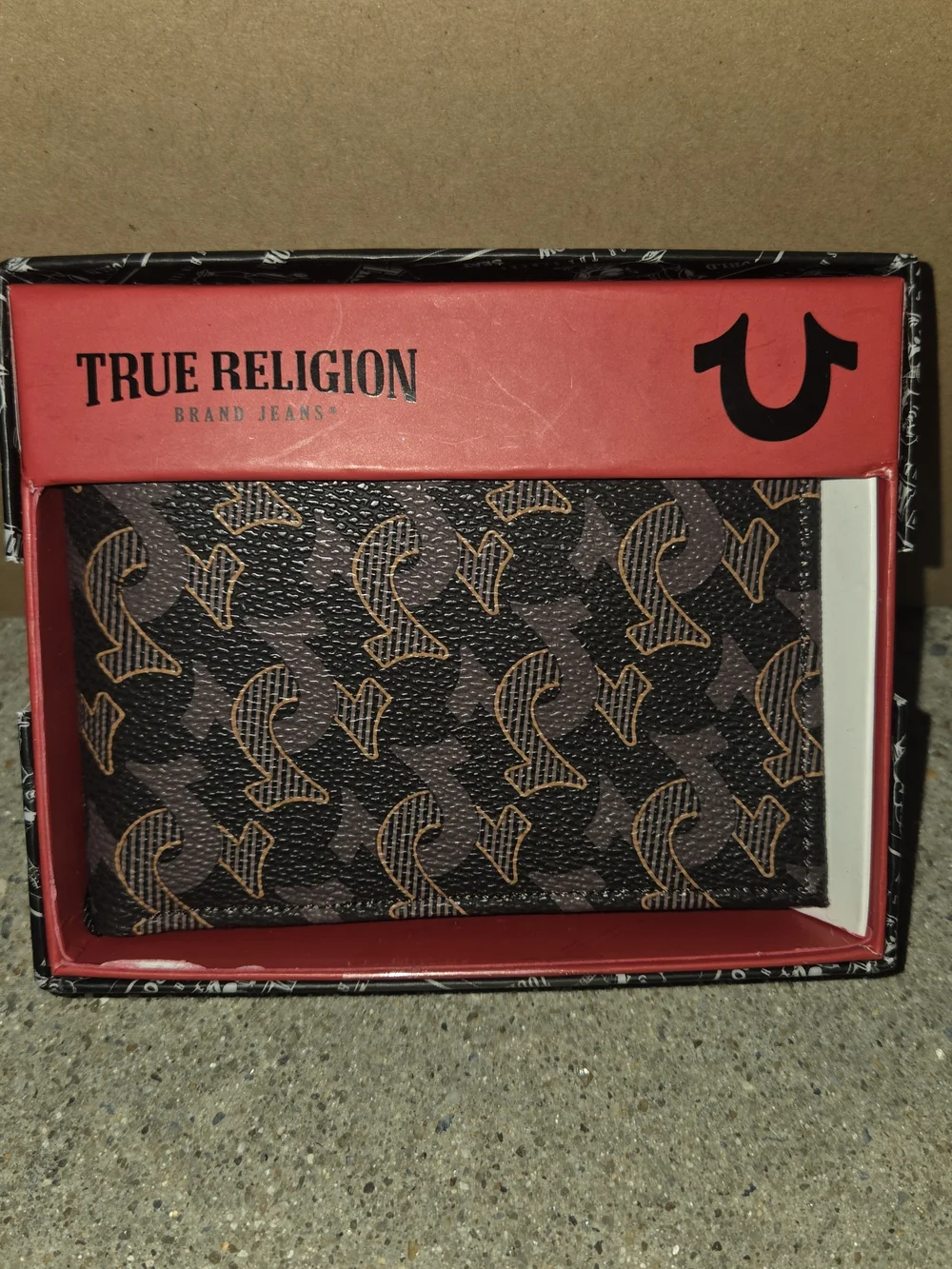 True Religion Brown Patterned Men's Card Holder Wallet