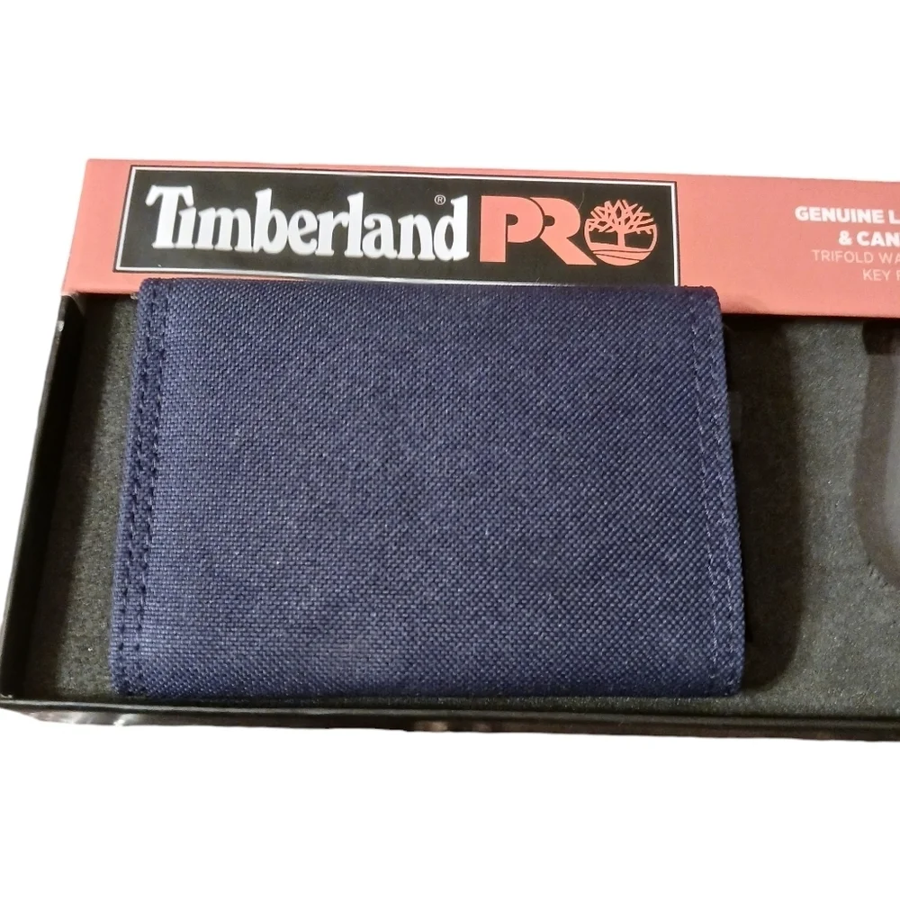 Timberland Pro Leather & Canvas Wallet - New - Blue & Black