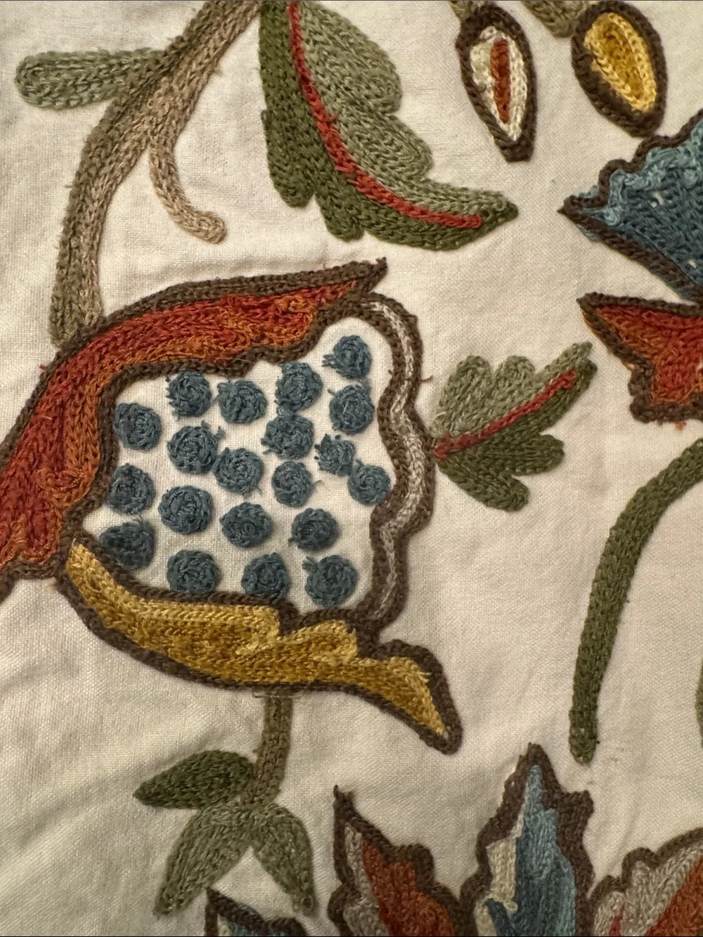 Embroidered Floral Cotton Pillow covers - Multicolor on Cream 20 x 20 (Set of 2)