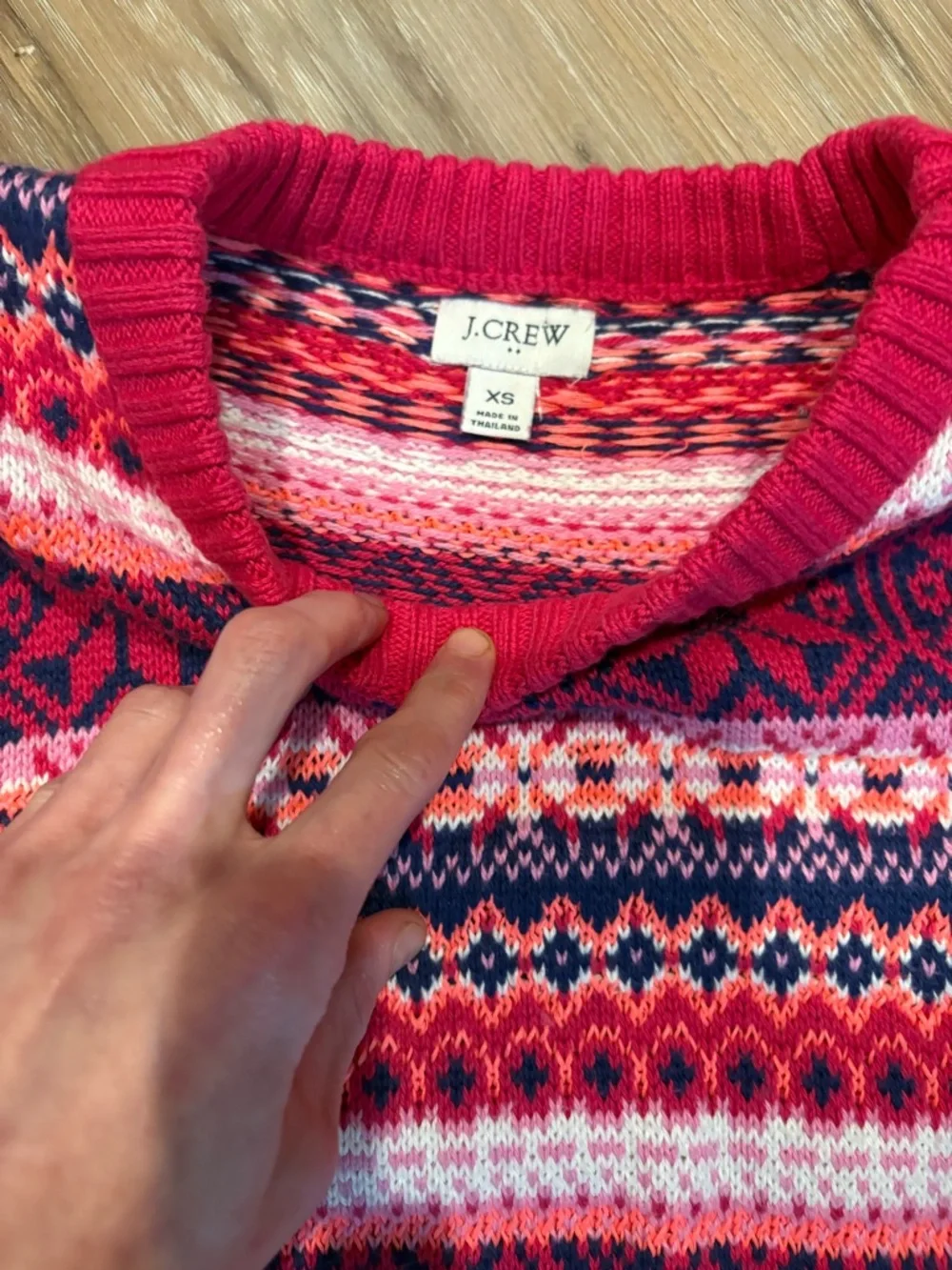 J. Crew pink multicolor fair isle sweater xs
