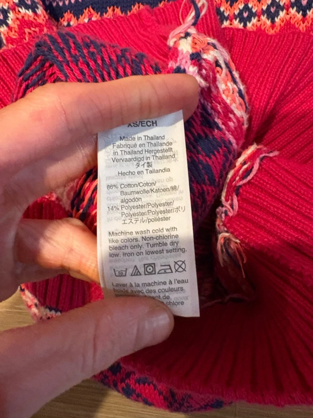 J. Crew pink multicolor fair isle sweater xs