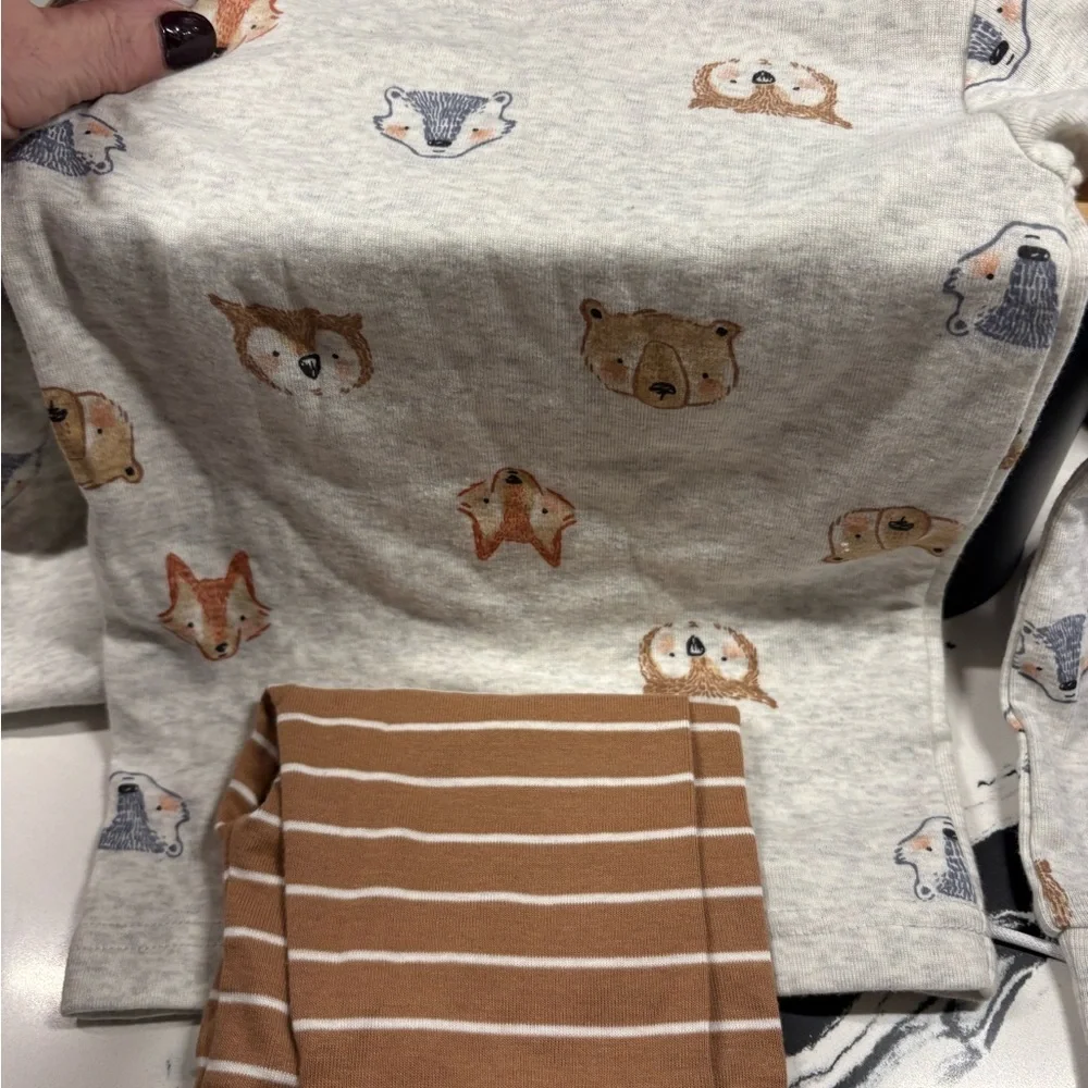 Carter's Cream and Brown Animal Print Kids Matching Set