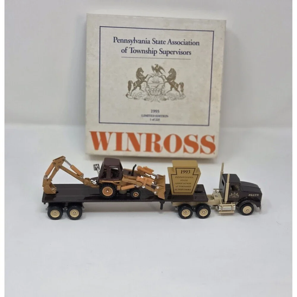 Winross 1993 PSATS Tractor Trailer w/ Case Backhoe Loader 1/225 LE Diecast