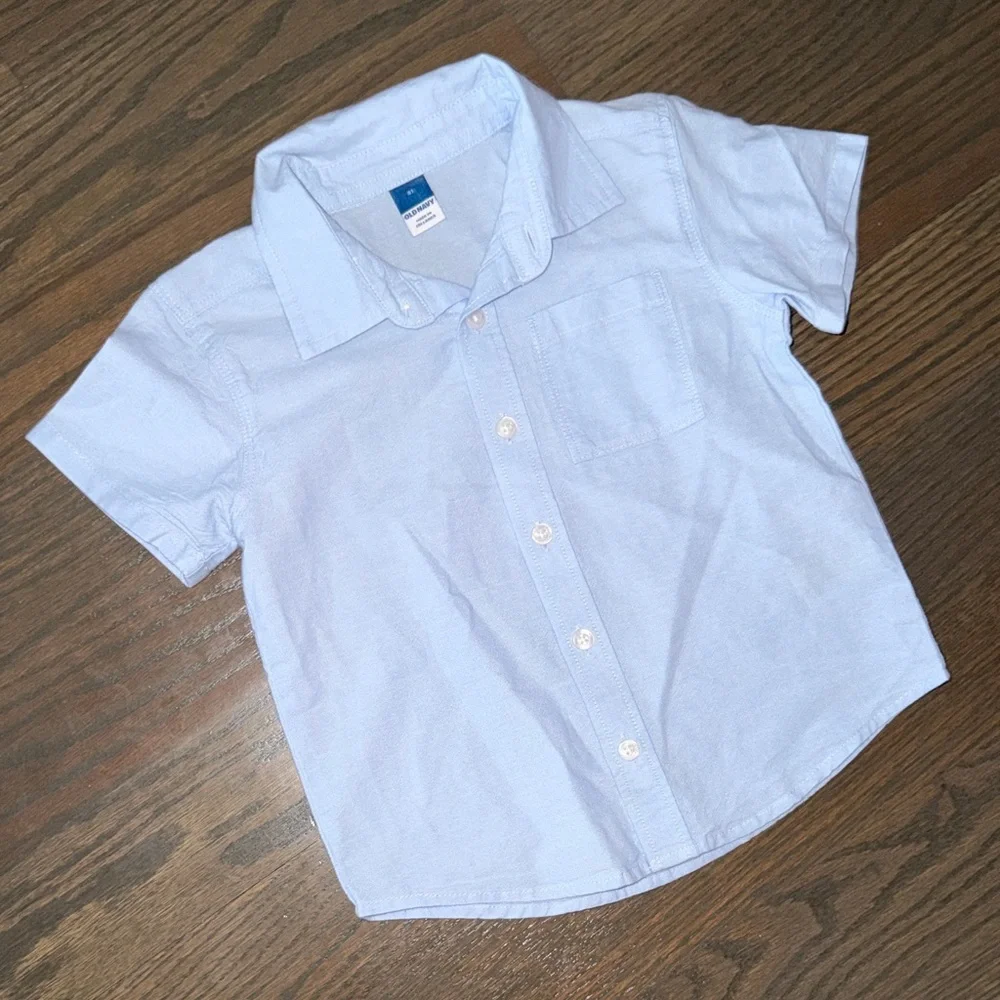 Old Navy Blue Short-Sleeve Oxford Shirt | 3T