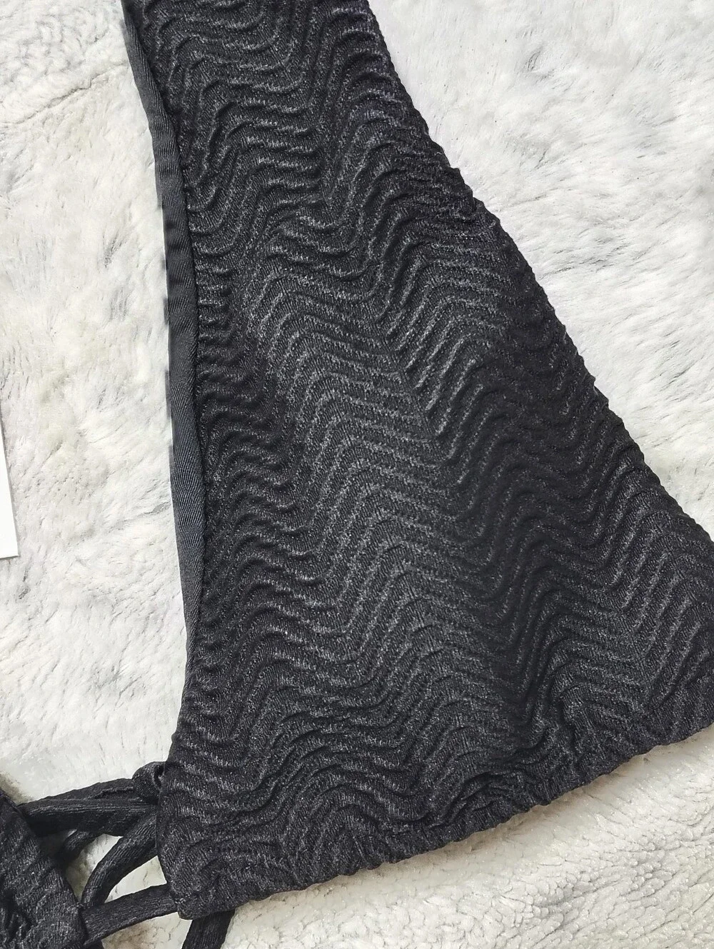 NWT Monday Swimwear The Palm Springs Top Black Chevron Textured Women's Small