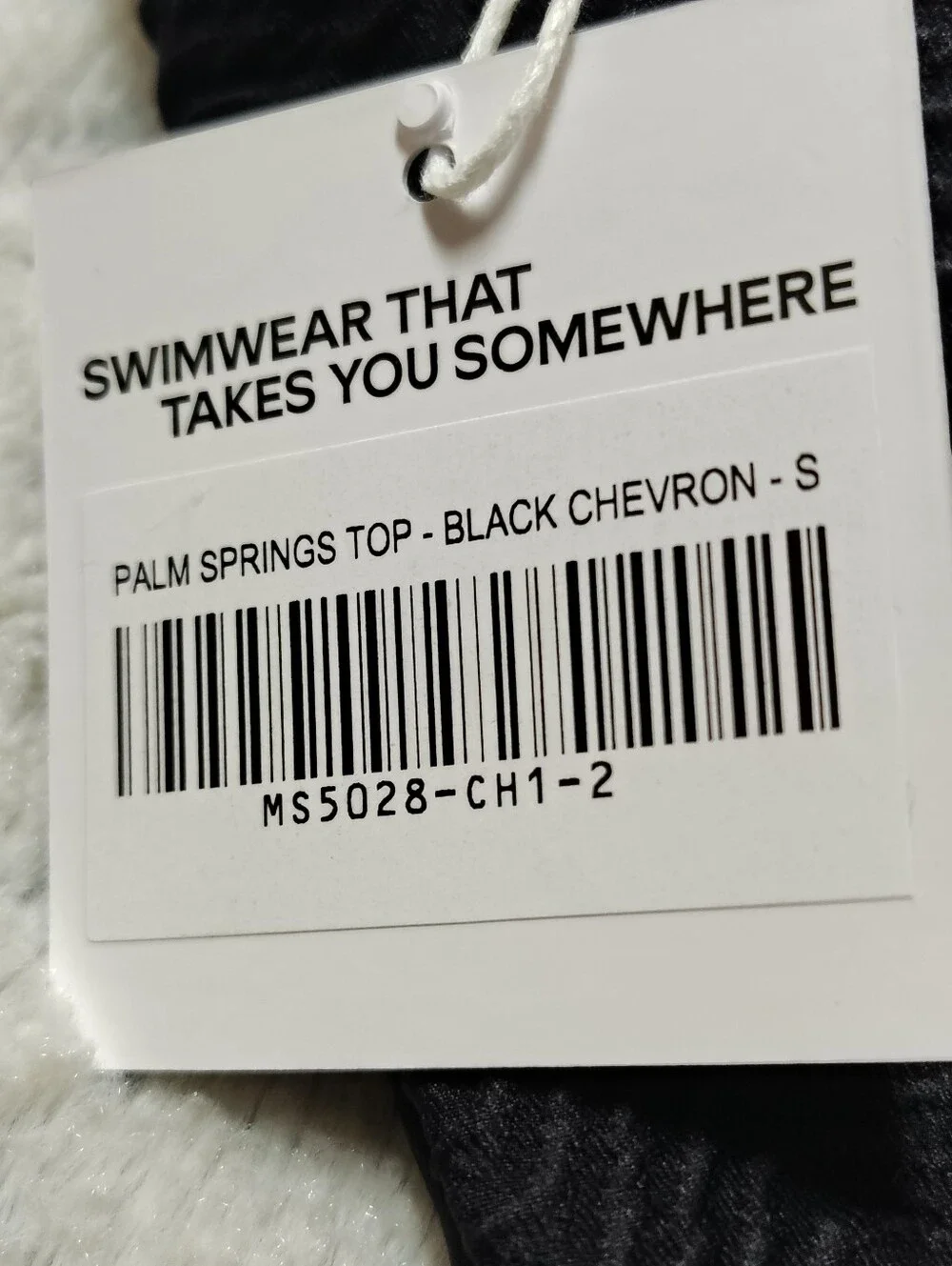 NWT Monday Swimwear The Palm Springs Top Black Chevron Textured Women's Small