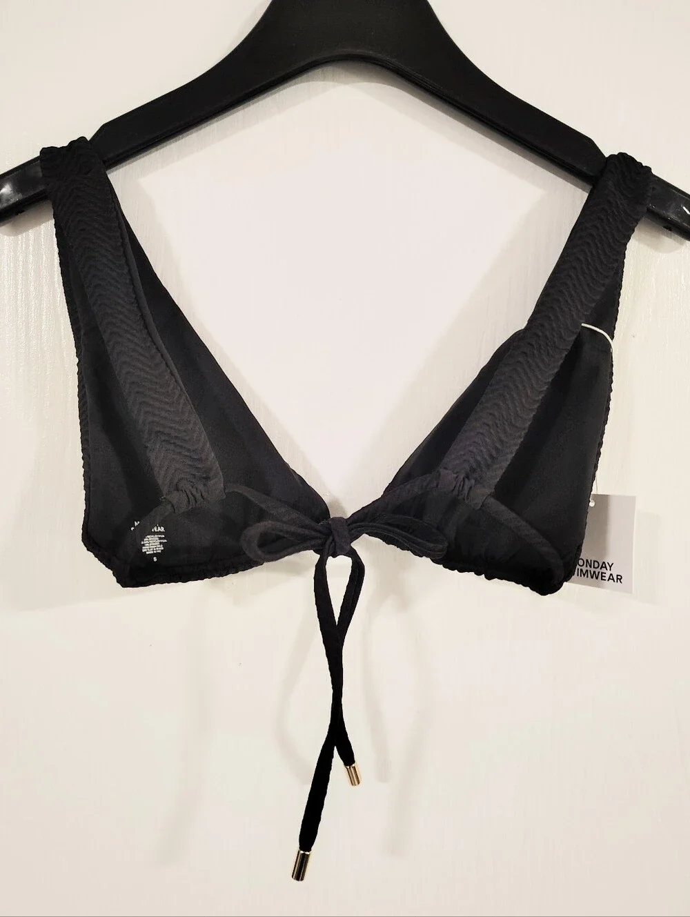 NWT Monday Swimwear The Palm Springs Top Black Chevron Textured Women's Small