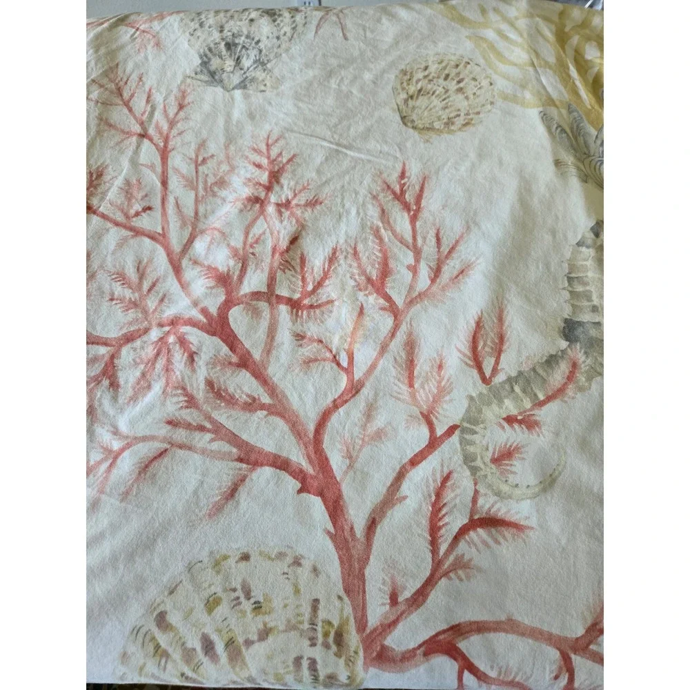 Pottery Barn Atlantic Seashell Duvet Cover Full Queen Coral Beach House