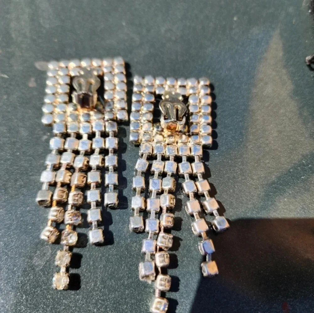 Vintage Geometric Rhinestone‎ drop earrings
