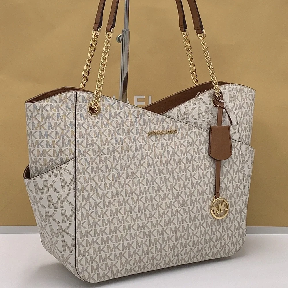 MICHAEL KORS LARGE X CHAIN SHOULDER TOTE & LG FLAT MULTIFUNCTIONAL PHONE CASE
