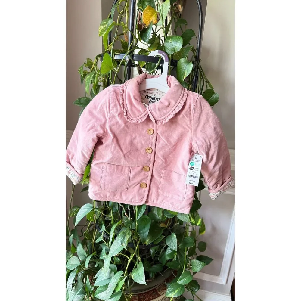 NWT OshKosh B'gosh toddler Girls Pink Corduroy Jacket Size 2T
