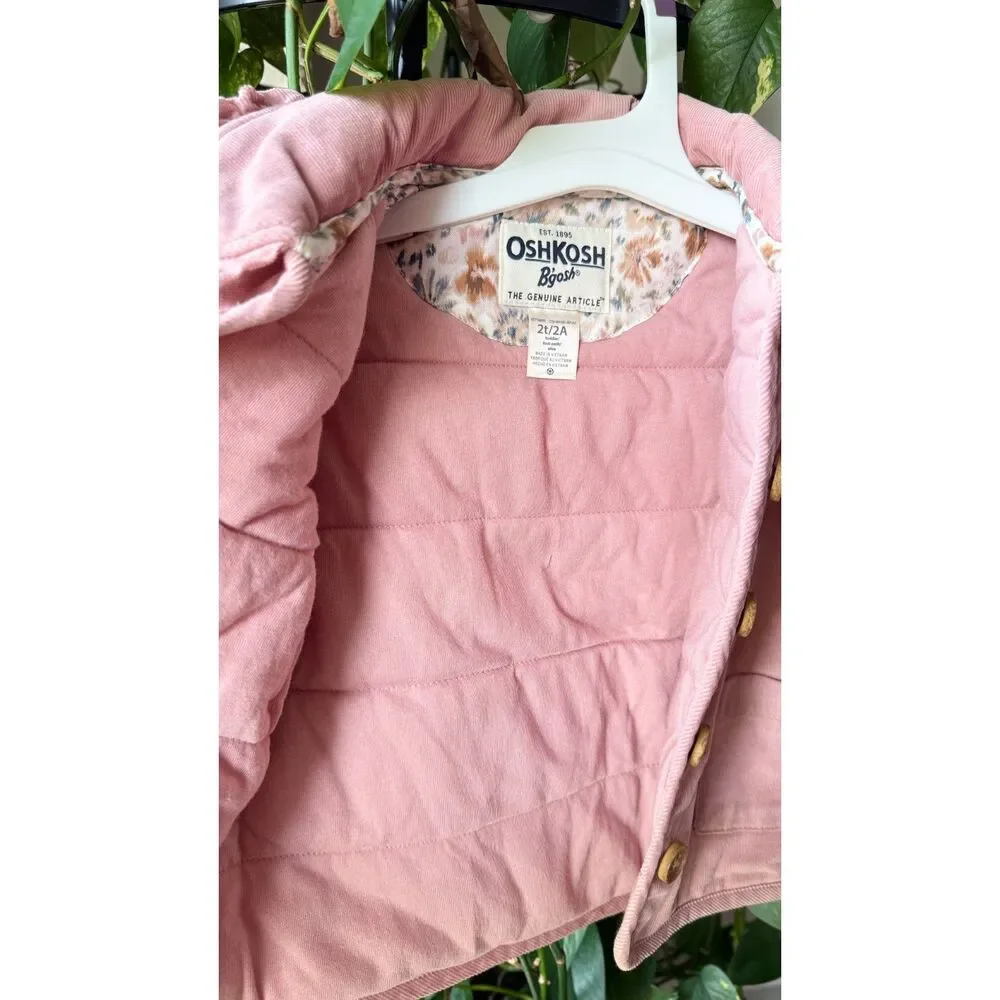 NWT OshKosh B'gosh toddler Girls Pink Corduroy Jacket Size 2T