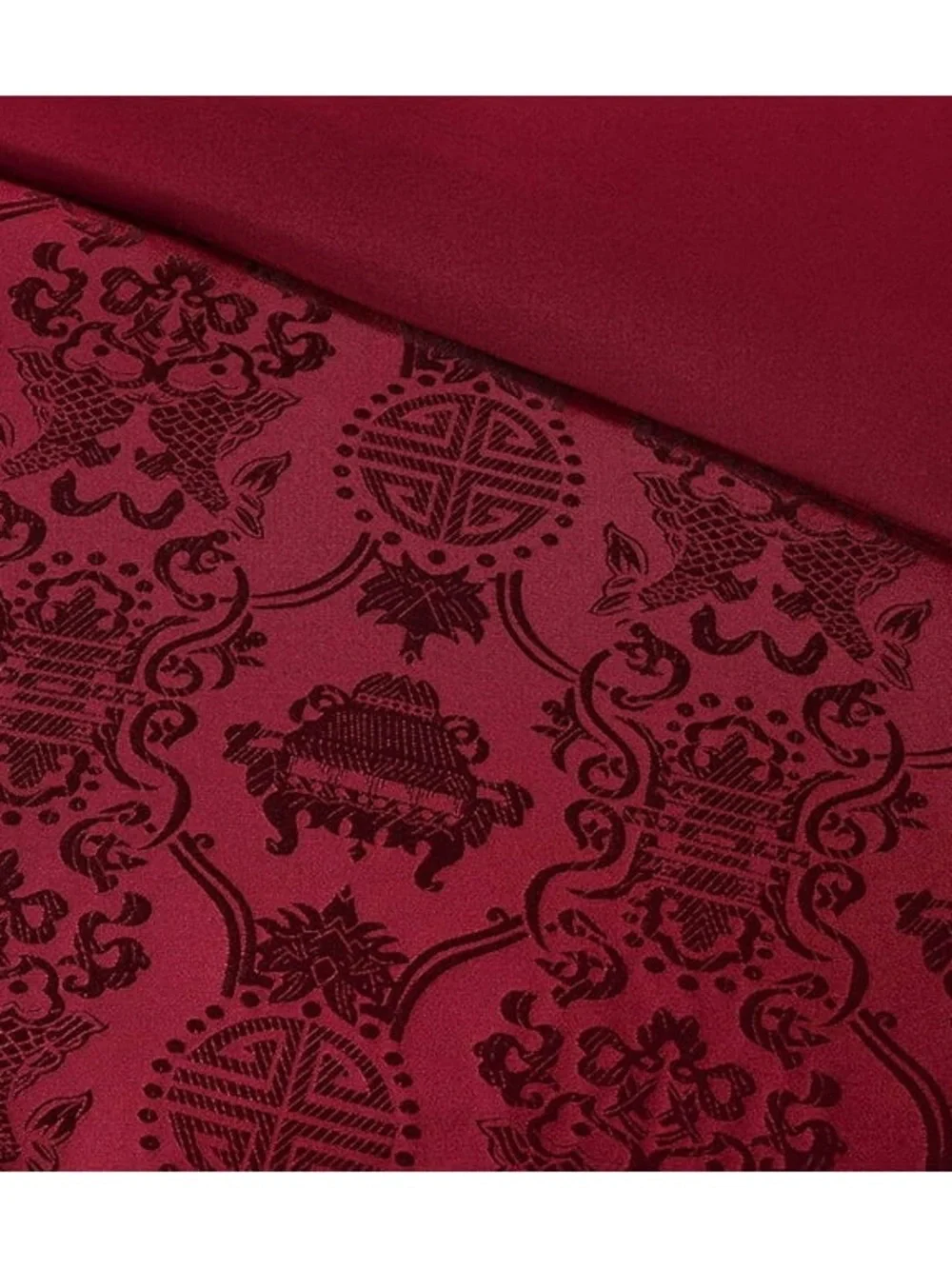 Luxury Red Jacquard Comforter Set with Black Accents