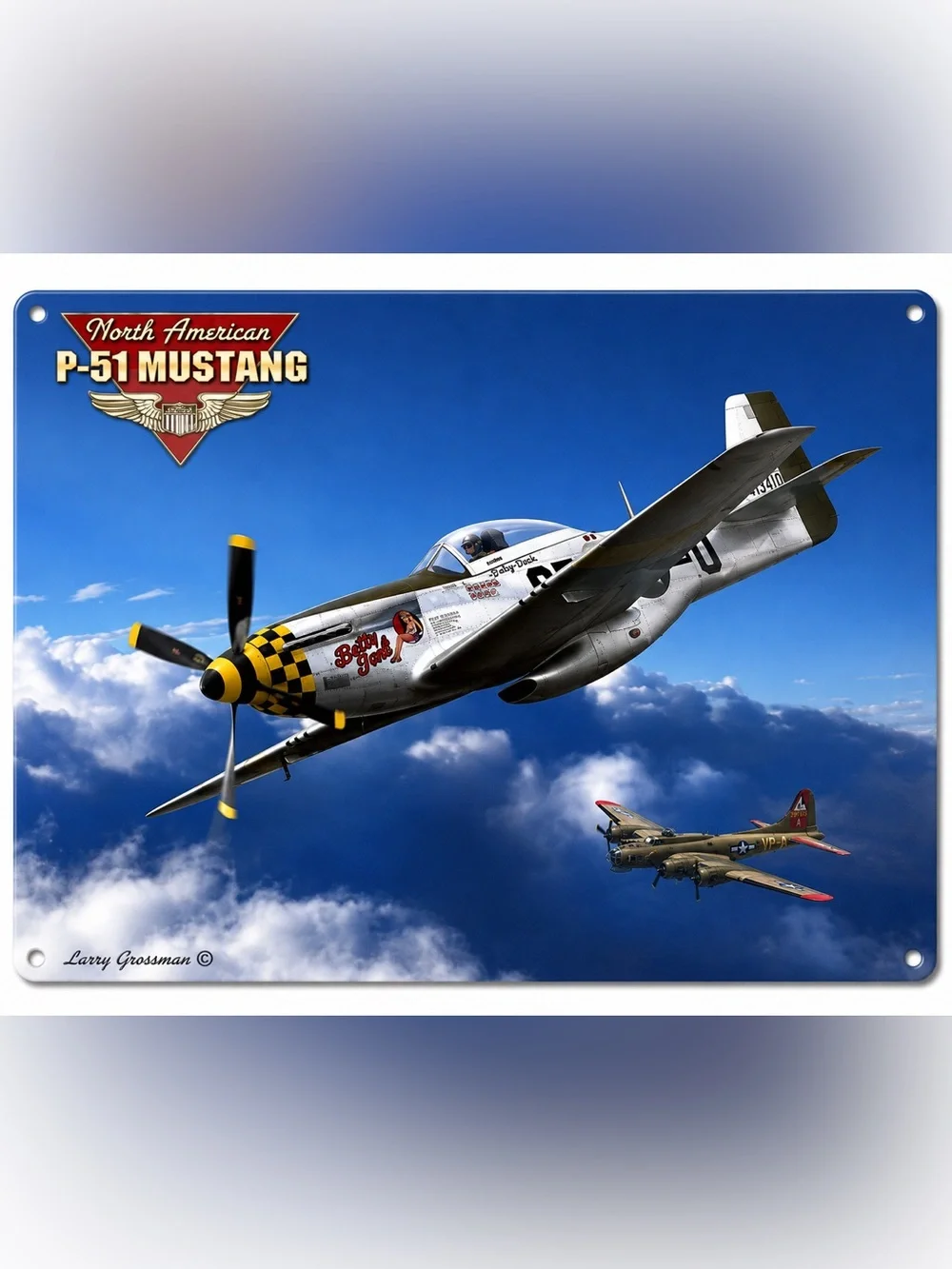 NEW Heavy Duty Steel North American P-51 Mustang Metal Sign