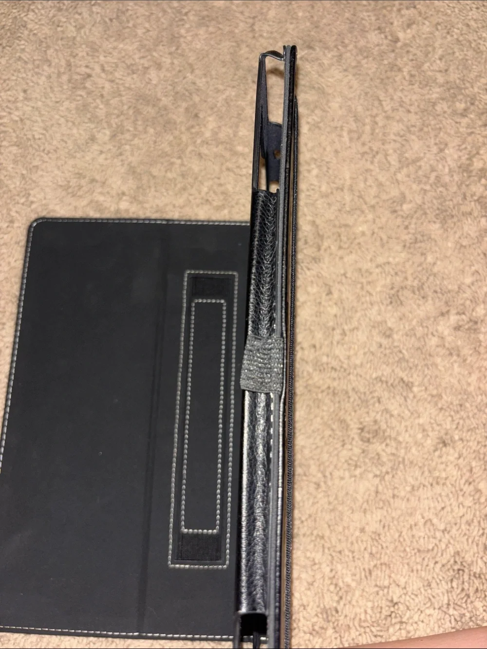 Black Tablet Folio For Kindle Case with Elastic Strap